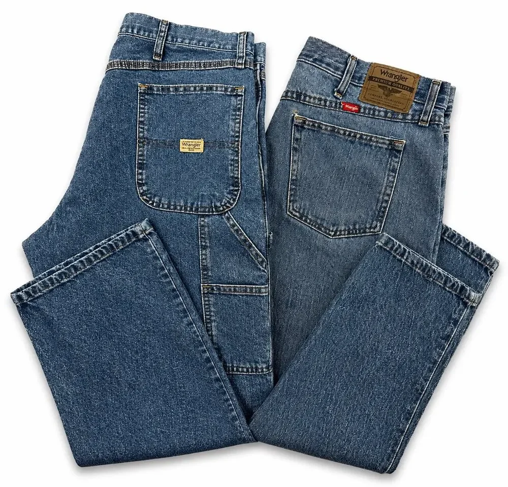 Wrangler Jeans Bundle Mens 42x32 Carpenter Relaxed Fit Workwear Denim Lot 2